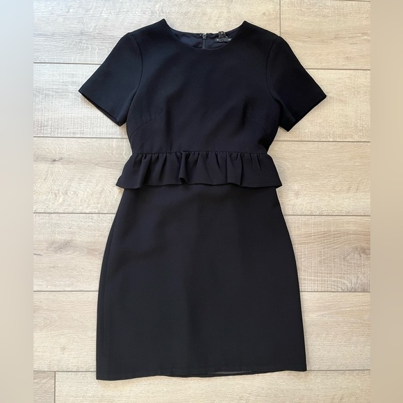 CLUB MONACO Bridette black peplum short sleeve mini dress size 00 - Picture 2 of 10